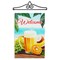 G128 Combo Pack Garden Flag Hanger 14IN & Garden Flag Welcome Beach Drink Printed 12x18IN Double Sided